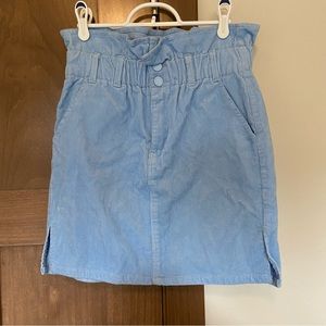 NWT Baby Blue Corduroy Paper Bag Waist Mini Skirt Size L